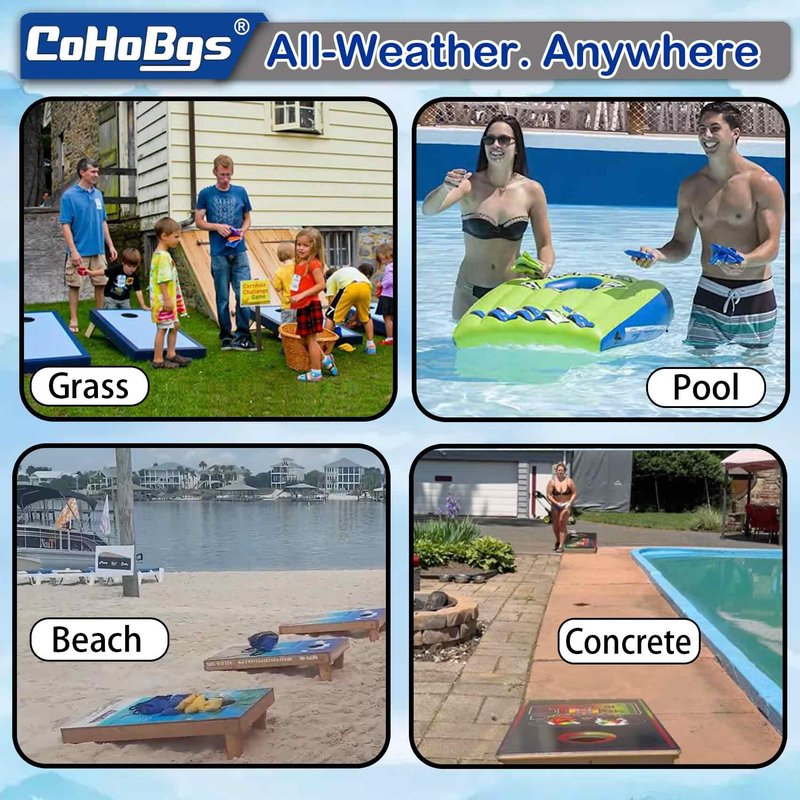 CoHoBgs Corn Hole Bags Set 8, Professional Cornhole Bags Dual-Sided Slick & Stick Resin Filled Suede and Duck Canvas Bean Bag for Cornhole Game Includes Carry Case