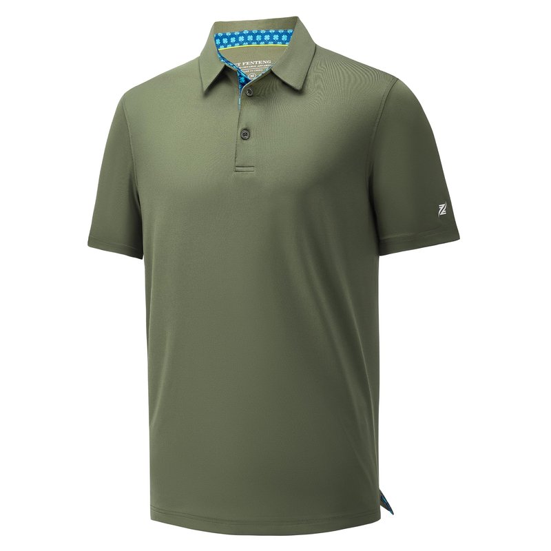 Golf Shirts for Men Dry Fit Moisture Wicking Performance Short Sleeve Collared Polo Shirts for Mens Casual Solid Tennis Golf Polo Shirts, XXL Olive Green