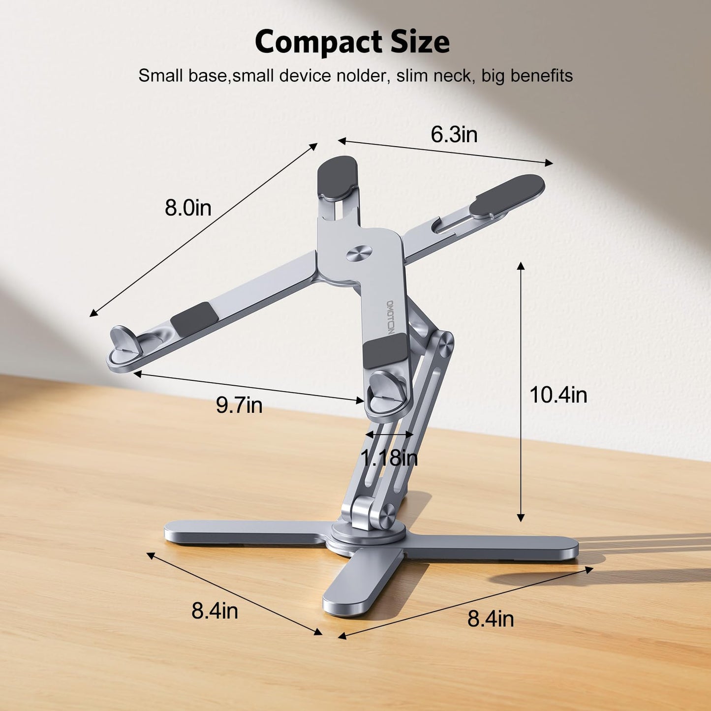 OMOTON 360° Rotating Laptop Stand Riser for Desk, Ergonomic Foldable Computer Stand Adjustable Height Angles for Collaborative Work, Easy Storage Fit Macbooks,All Laptops up to 16 inches, Silver