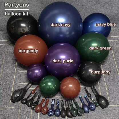 Halloween Balloon Arch Double Stuffed, Dark Green Navy Blue Burgundy Purple Black Balloon Garland Kit for Birthday Witch Gothic Spooky Magic School Party Decoration