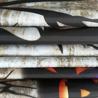 JAWO Halloween Shower Curtain Set, Ghost Pumpkin Horror Bat Rustic Farmhouse Decor Fall Autumn Festival Bath Curtains, 69x70 Inch, Hooks Included