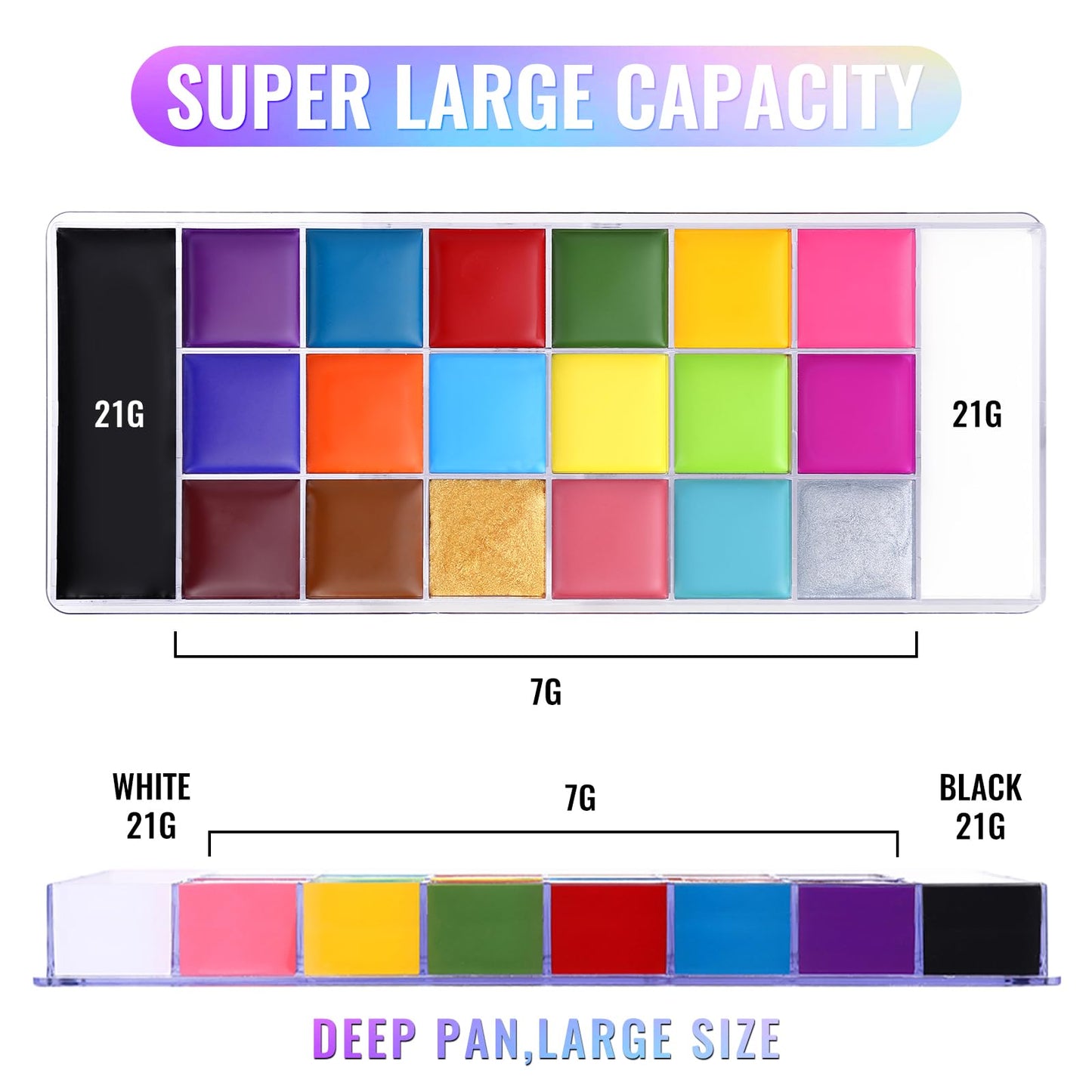 20 Colors Face Body Painting Oil, Safe for Kids/Adult Flash Tattoo Painting Art, Halloween Party Makeup Fancy Dress Professional Beauty Palette