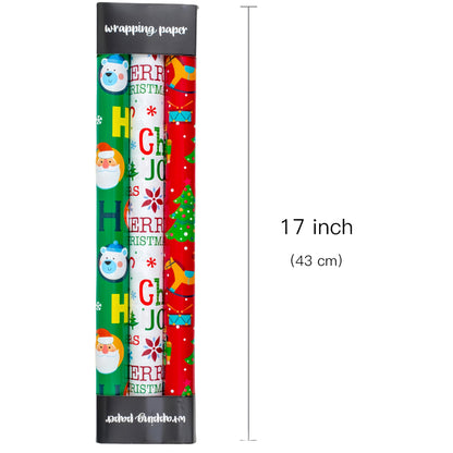 Afucus Nutcracker, Candy Cane, Snowflake Santa Gift Wrapping Paper Roll - Christmas, Holiday, Birthday (17 Inch X 33 Feet)