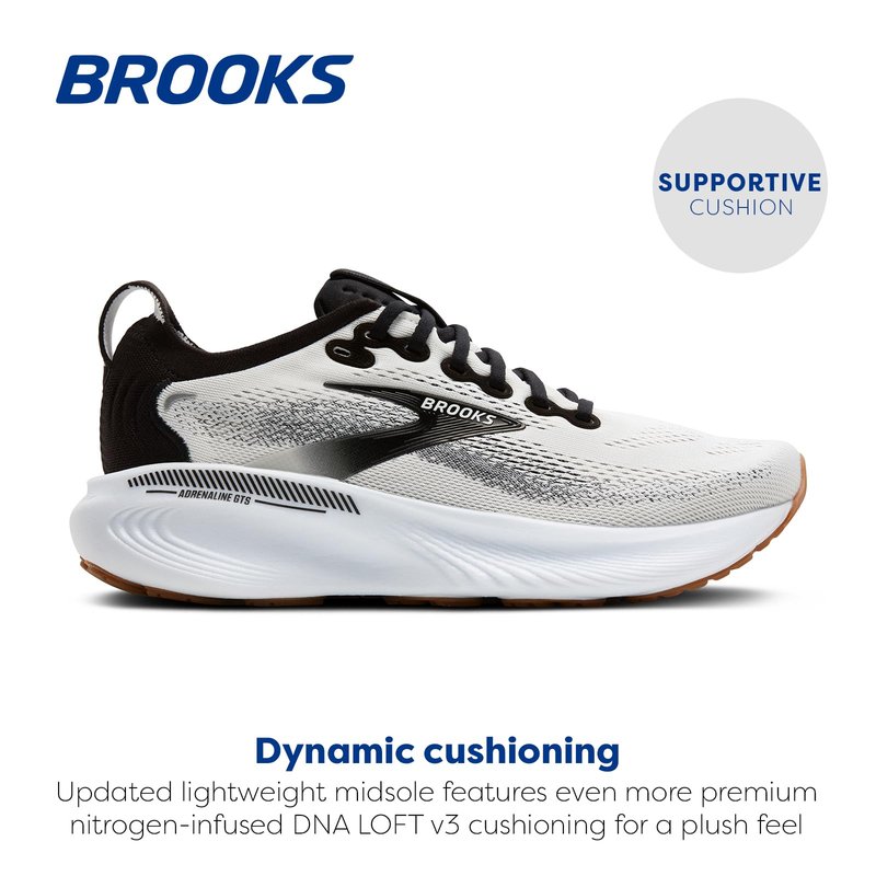 Brooks Women’s Adrenaline GTS 25 Supportive Running & Walking Shoe - White/Black/White - 10 Wide