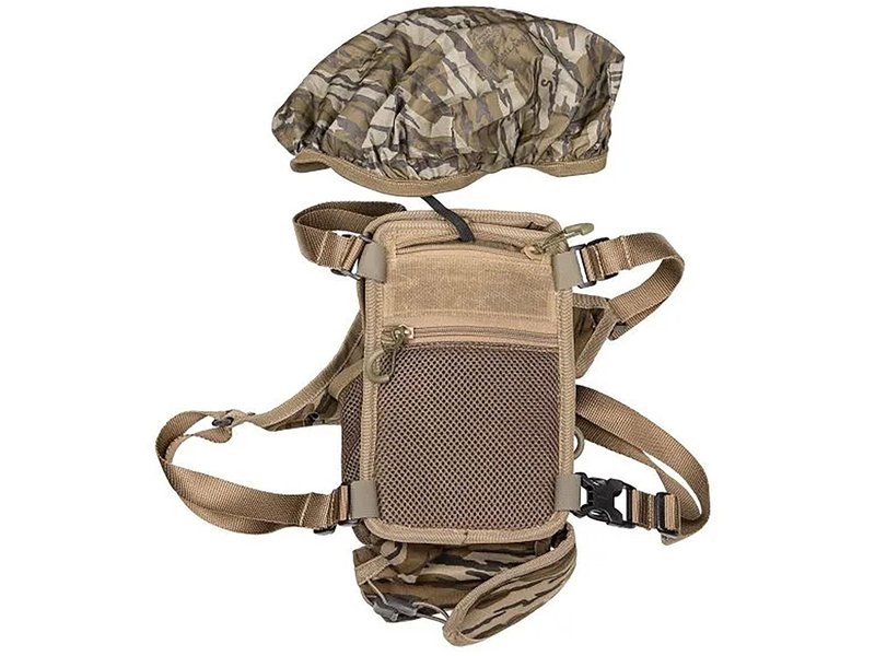 Knight & Hale Run N’ Gun® 150 Chest Rig, Mossy Oak® Original Bottomland® - Adjustable Universal-Fit Harness with Magnetic Reversible Flap - Multiple Pockets - Fits 42mm Binoculars