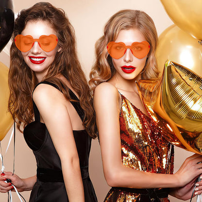 Bachelorette Heart Shaped Sunglasses for Women - Orange Disco Accessories, Funny Halloween Decorations, Party Supplies, Festival Bulk Pack