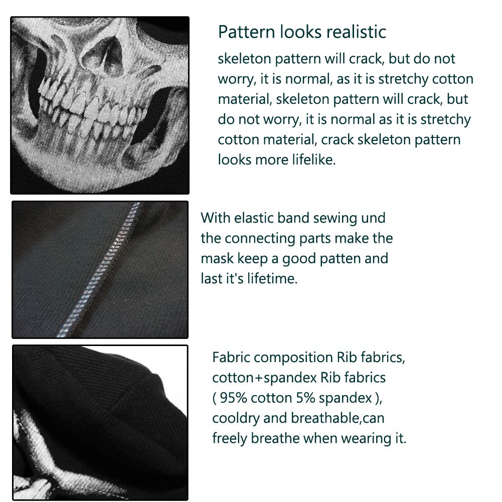MELOP Skeleton Skull Ghost Halloween Balaclava Face Mask for Cosplay Costume Cycling Outdoor Sport Winter Warmer With Skeleton Pattern Gloves