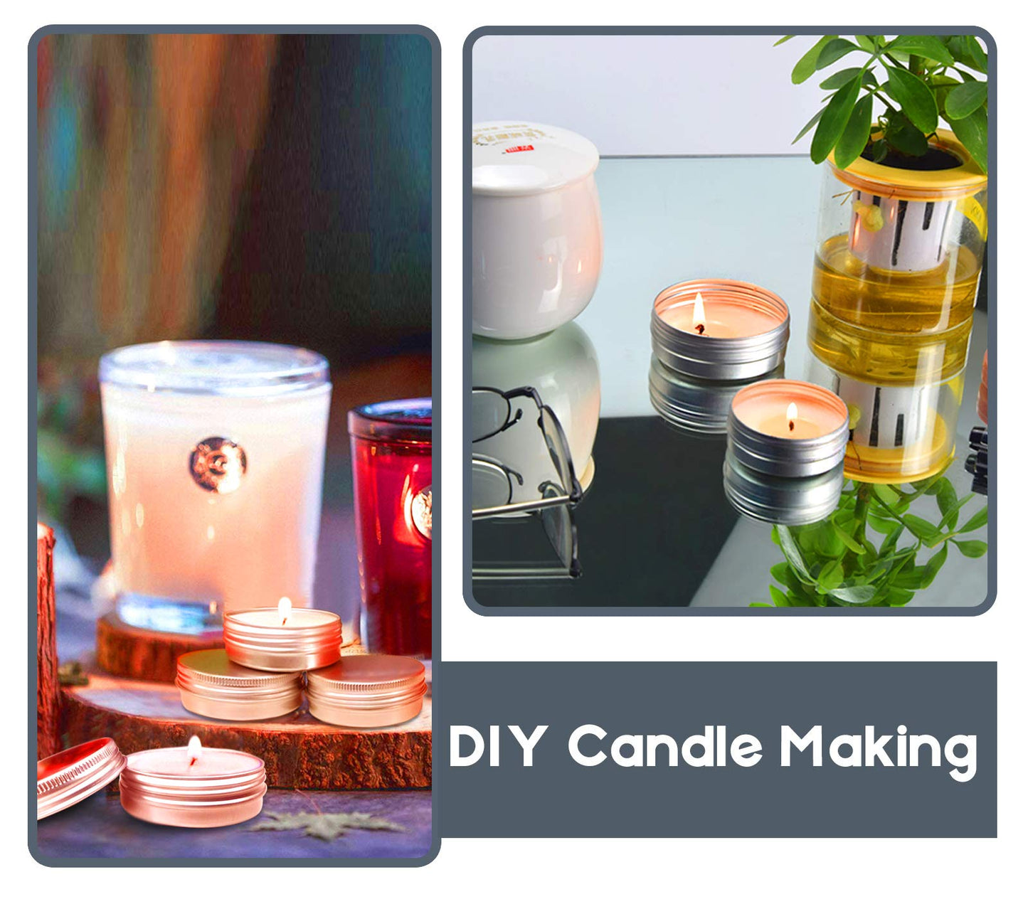 2 oz/60ml 24 Pack Aluminum Balm Tins For Pill Storage, Jar Containers with Screw Thread Lid for Lip Balm, Cosmetic, Candles, Aluminum Tin Cans Containersor for Salve and Spices