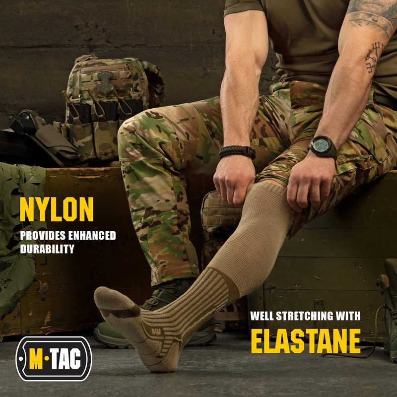 M-Tac Knee High Tactical Socks 2 Pack - Military Lightweight Coolmax Moisture Wicking Army Combat Socks (OCP, M)