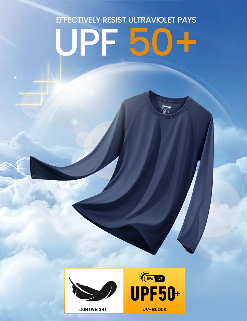 MAGCOMSEN Quick Dry Shirts for Men UPF 50 Long Sleeve Men Athletic T Shirt UV Protection Shirts UV Shirts for Men Guard Shirt for Men Navy