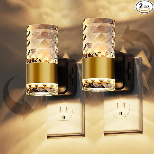 L LOHAS LED Night Light, Modern Night Lights Plug into Wall, 2 Pack 3000K Soft Warm 0-100LM Adjustable Nightlights,Automatic Nightlights Plug in with Dusk to Dawn Sensor for Room Bathroom Hallway