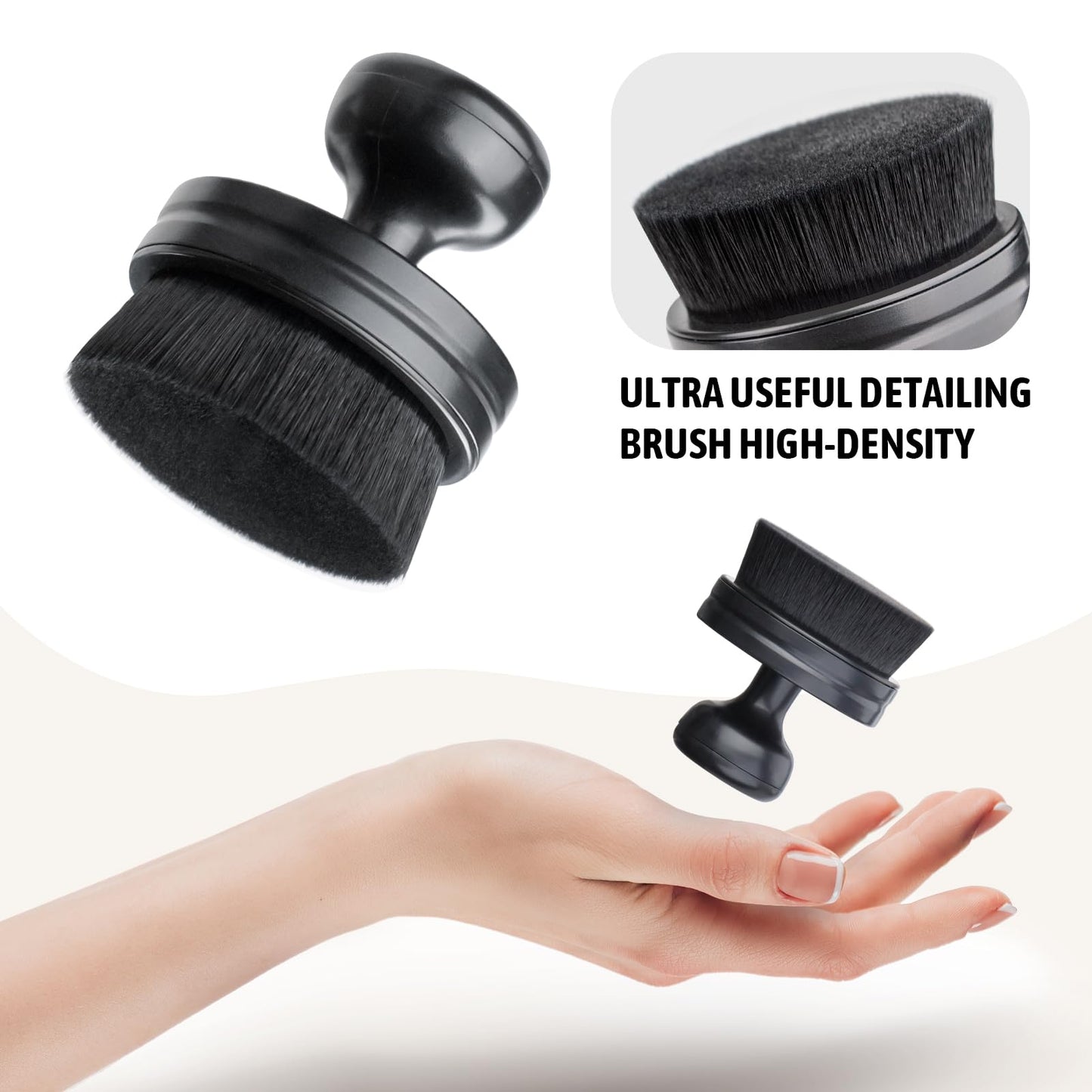 BABYSHEEP Car Tire Shine Applicator,Vegan Tire Shine Brush with Stand for Auto Detailing Cleaning Service (Black)