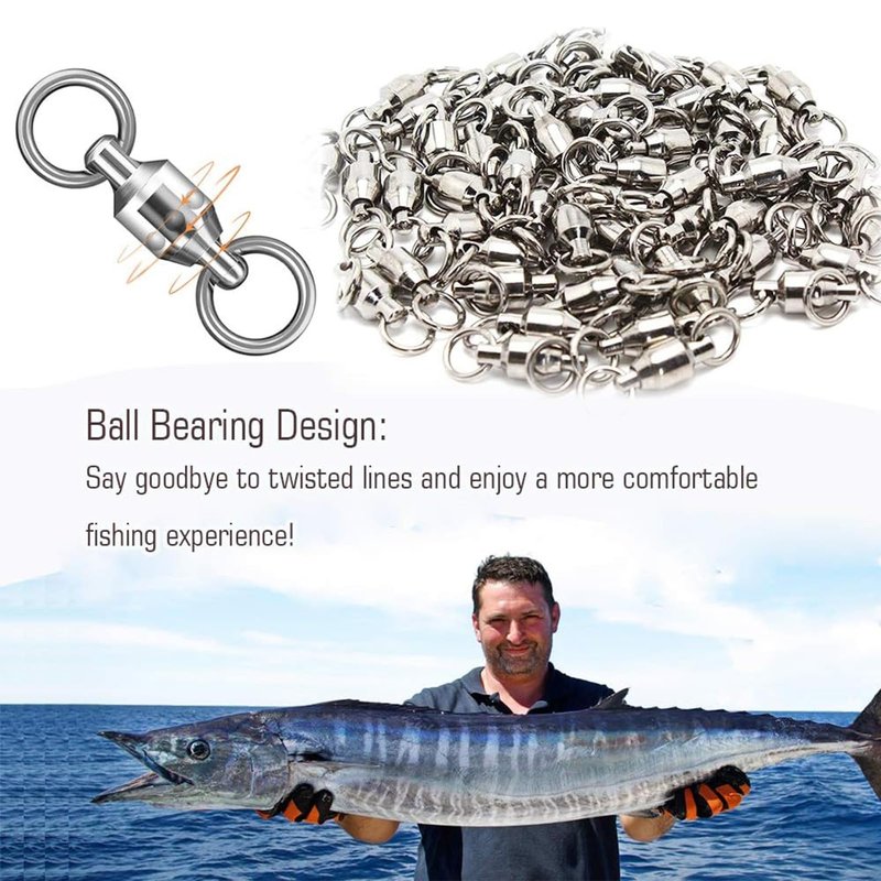 AMYSPORTS Ball Bearing Swivels Connector High Strength Stainless Steel Solid Welded Rings Barrel Swivels Saltwater Freshwater Fishing 25pcs 144lbs