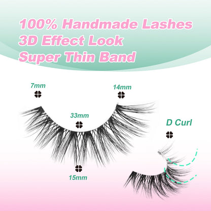 False Eyelashes Fluffy Look Strip Lashes Mink Wispy Fake Lashes Charming Fake Eyelashes By GEMERRY, 10 Pairs