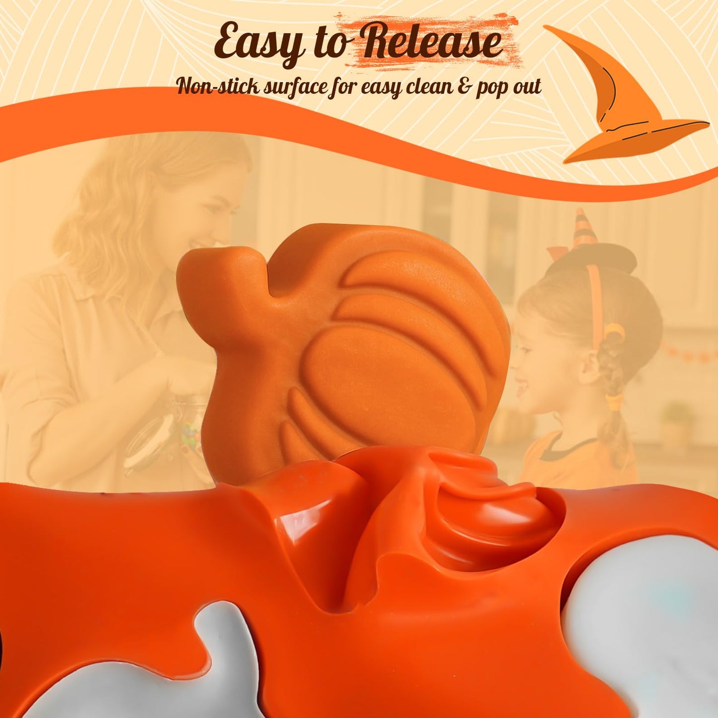 HKNMTT Pumpkin Silicone Molds 2 Pack 6 Cavity Halloween Mold Set for Fall Chocolate Candy Soap Wax Melts Jello Cake Pop Apple Cider Baking Tray Thanksgiving 3D Food Grade Spooky Treats