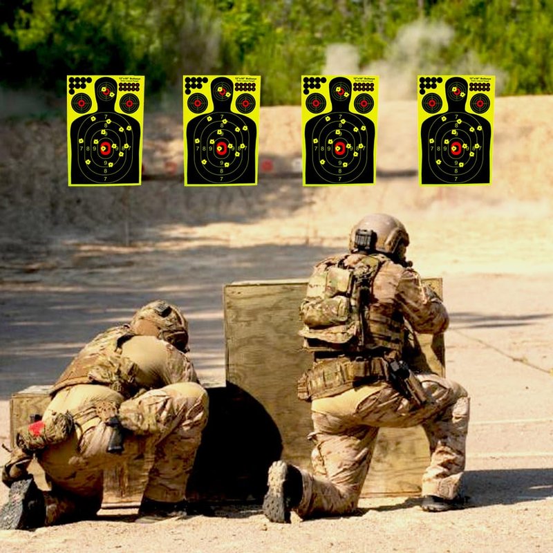AimsoAces12x18 Inch Silhouette Splatter Targets - Multi-Color Reactive Paper for High-Visibility Shooting Practice (10)