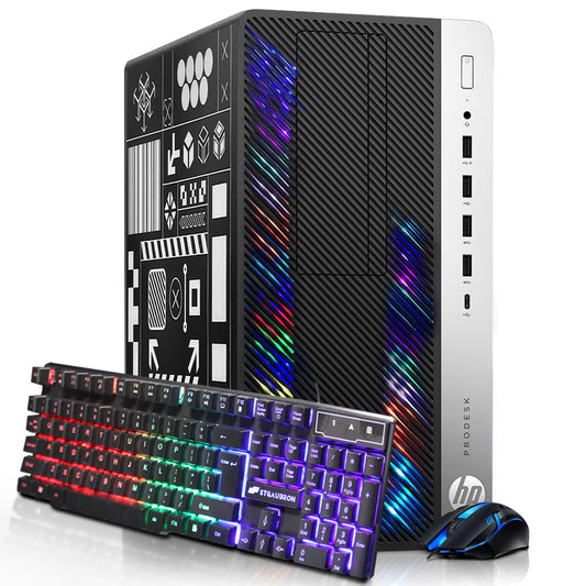 HP RGB Gaming Desktop Computer, Intel Quad Core I5-6500 up to 3.6GHz, GeForce GT 1030 2G, 16GB DDR4, 512G SSD, RGB Keyboard & Mouse, 600M WiFi & Bluetooth 5.0, Windows 11 (Renewed)