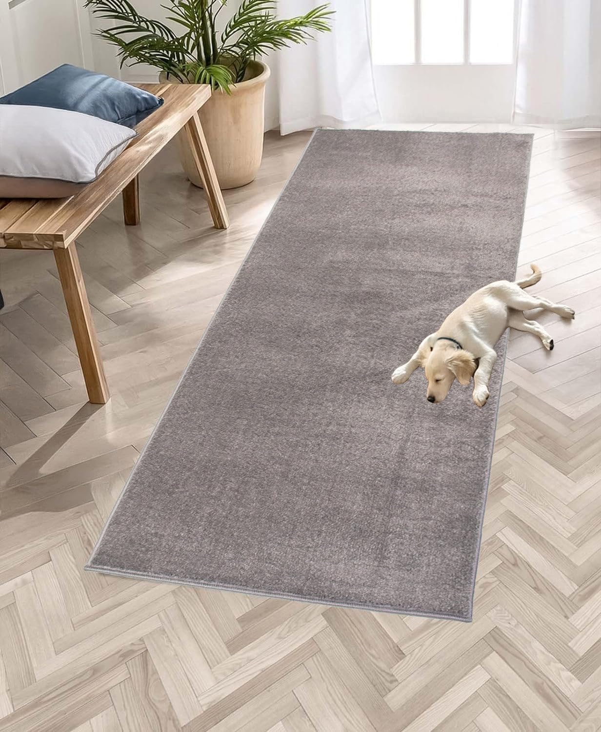 RugStylesOnline Custom Size Runner Rug Solid Color Extra Long Runner Rugs for Hallways 30 Inch Wide x Pick Your Size by Feet Slip Skid Resistant Rubber Back Rug Runners (Grey, 5 ft x 30 in)