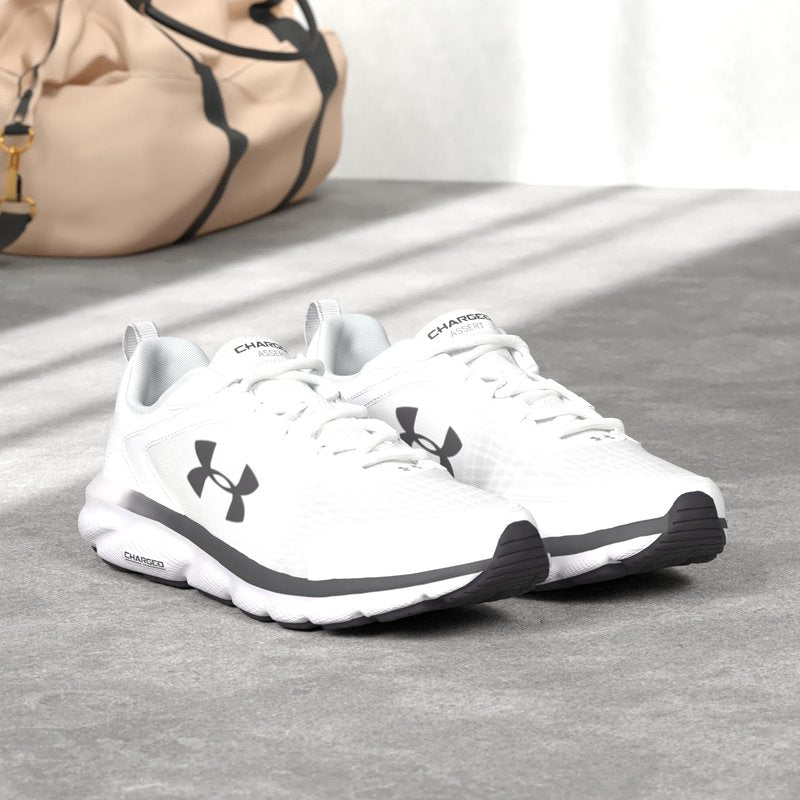 Under Armour Men's Charged Assert 9, White/Black, 8.5 Medium US