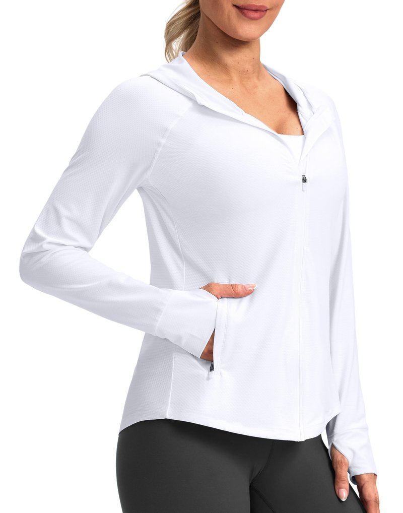 G Gradual Women's UPF 50+ Sun Protection Hoodie Jacket Lightweight Zip Up Jackets Long Sleeve Shirts for Women Hiking Outdoor(White,XS)