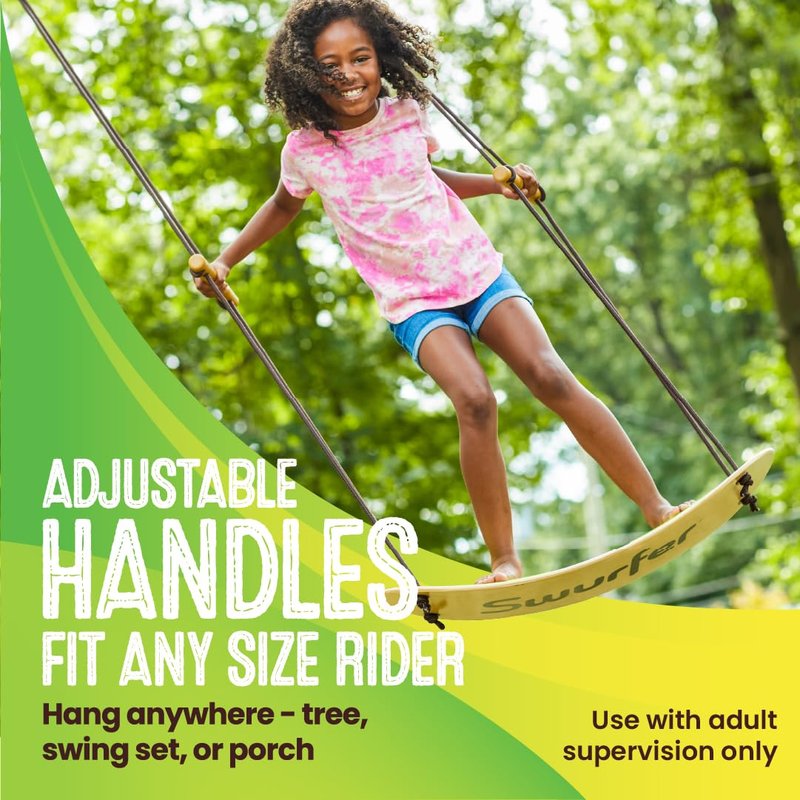 Swurfer Stand Up TreeSkate Outdoor Swing - Tree Swing for Kids with Adjustable Handles, Kids Outdoor Play Equipment, Durable, Weatherproof, Easy Installation, Holds Up to 200 lbs, Ages 6+