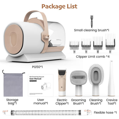 Dog Grooming Vacuum, Pet Grooming Kit with Dog Clippers, 2.5L Dust Cup 11000Pa Dogs Vacuum for Shedding Grooming, 5 Grooming Tools Home Cleaning in 1, Low Noise Pet Grooming Vacuum for Dogs, PG50