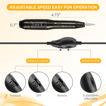 Portable Electric Nail Drill File Machine with Acrylic Nail Kit Set Professional 20000rpm Manicure Pedicure with Sanding Bands Brush for Nail Art Gel Nail Polish Tips Clippers