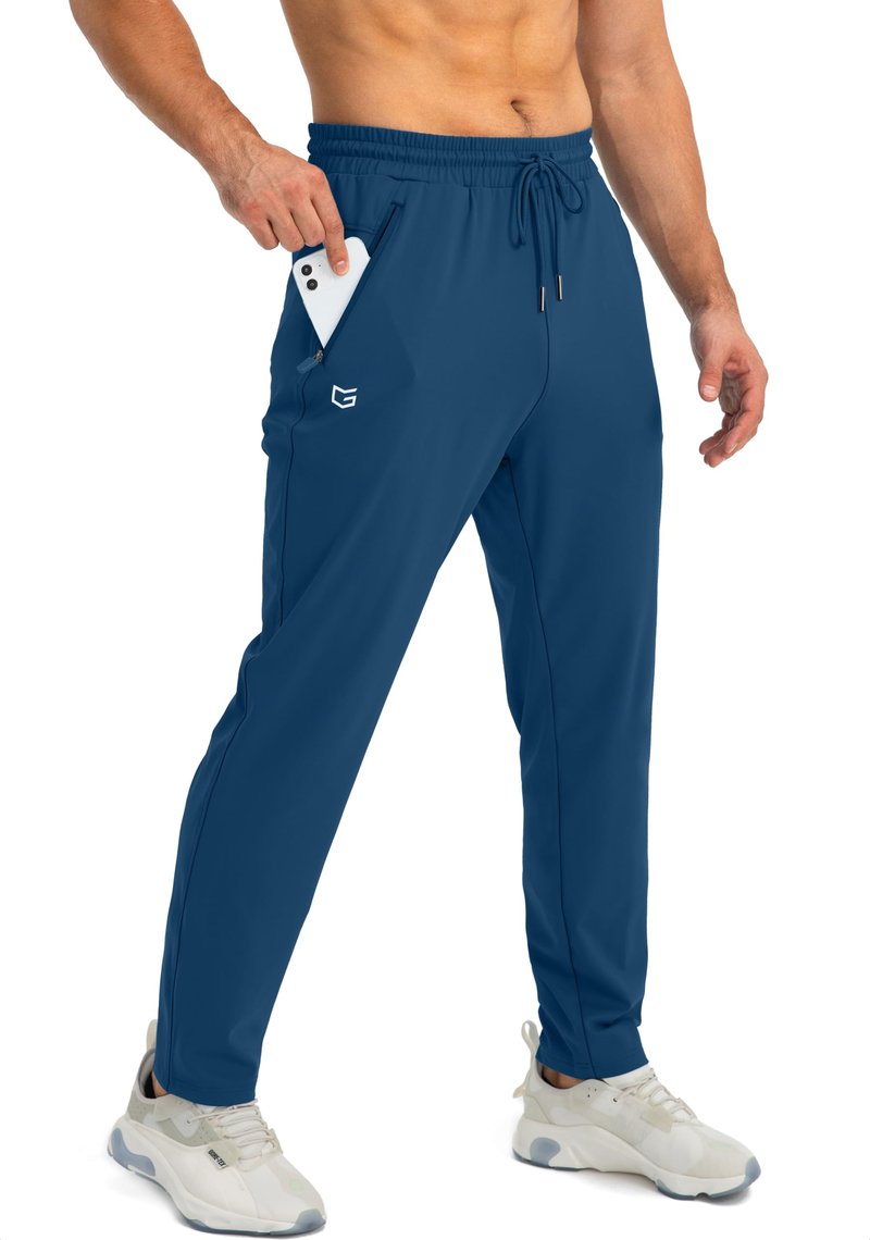 G Gradual Men's Sweatpants with Zipper Pockets Tapered Joggers for Men Athletic Pants for Workout, Jogging, Running (Dark Blue, X-Large)