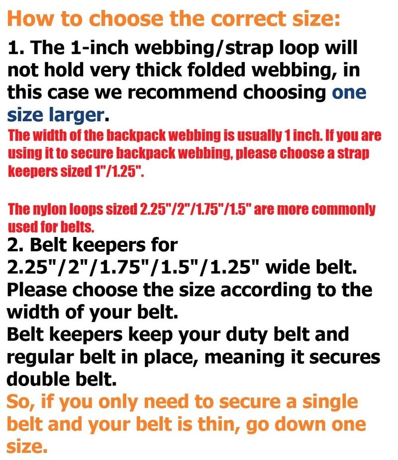 TACNEX Duty Belt Keepers w/Hook & Loop Closure for 1.25" Wide Utility Belt Loop Stays Nylon Tactical Strap Holder Retainer Police Law Enforcement Security Military Accessories NY