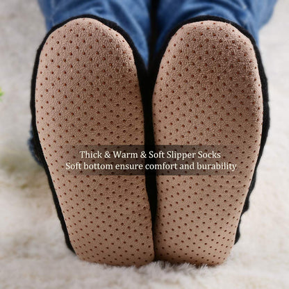 Panda Bros 2 Pairs Slipper Socks For Women With Grippers, Fuzzy Womens Slipper Socks With Non Slip Bottoms, Cozy Warm House Slippers