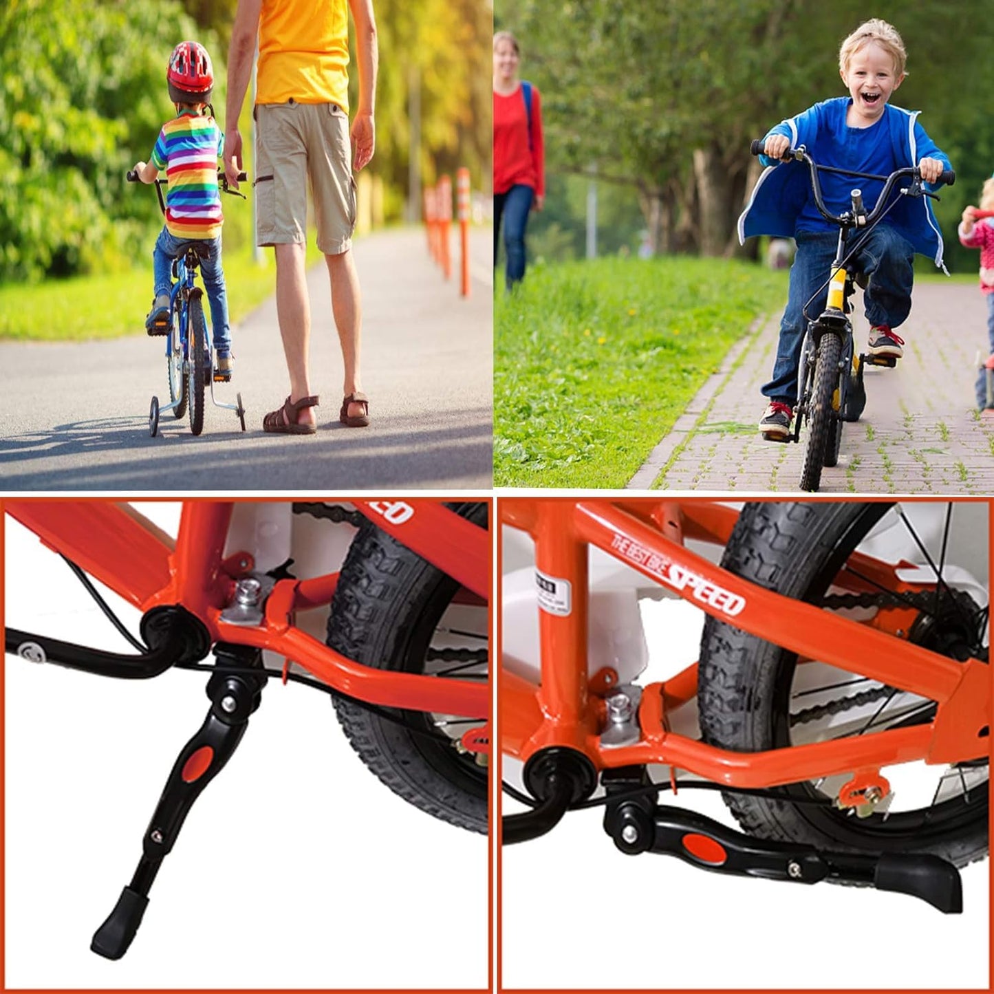VECKUSON Kickstand for Kids Bike, Bicycle Kickstands Center Mount for 16 18 20 Inch Bicycles Adjustable Aluminum Alloy Kickstands for 16 18 20 inch Mountain Bike,Height for 20-26cm