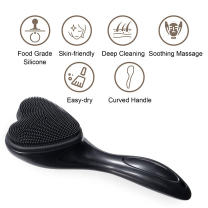 2 Pack Silicone Face Scrubber Exfoliating Brush, Manual Handheld Facial Cleansing Brush Blackhead Scrubber, Soft Bristles Waterproof for Face Skincare (Round-Pink)