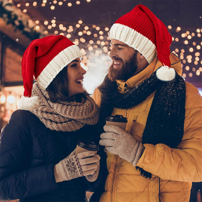 OCTEEN Santa Hat Christmas Hats Xmas Party Red Knitted Beanie For Adult Women Men