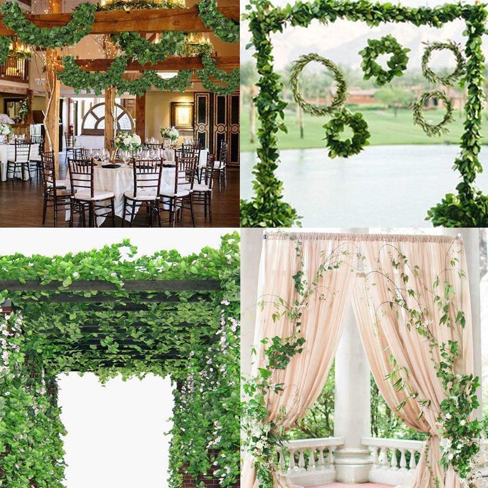 12 Pack 84 Ft Artificial Garland Fake Foliage Artificial Ivy Vine Ivy Leaves Garland Artificial Hanging Plants Wedding Garland for Home Decor Indoor Outdoors Wedding Wall Decor (Ivy Leaves)