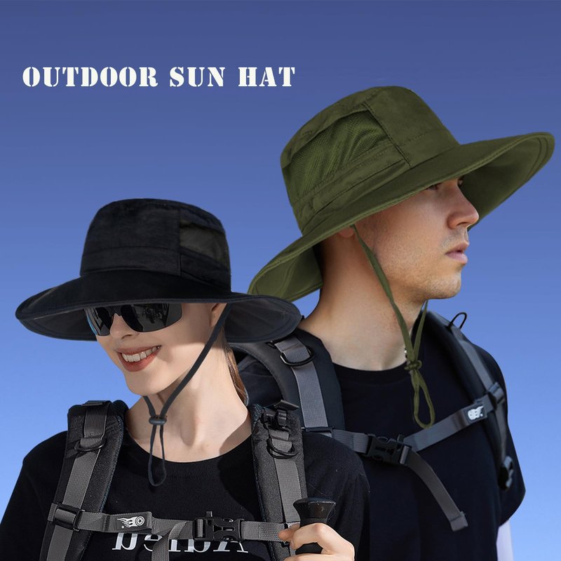 Sun Hat for Men/Women, UPF 50+ Fishing Hat,Waterproof Wide Brim Bucket Hat Foldable Boonie Hat for Hiking Garden Safari Beach Green