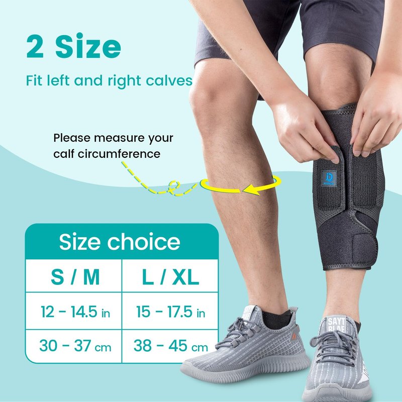 iDonua Calf Brace Compression Sleeve for Torn Calf Muscle fit Men & Women, Innovative 2 Layer Elastic Bandage for Legs adds Extra Pressure for Strain, Swelling, Cramps, Varicose Vein -L/XL