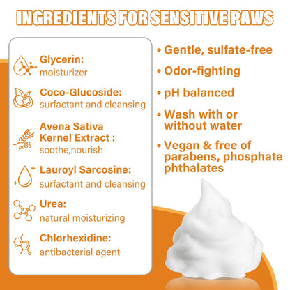 GJYC PET Paw Cleaner for Dogs and Cats,Magic Foam - Clean Paws Rinse Free Foaming Cleanser-Dry Shampoo, Foot Cleaner Brush - with Rose Extract, Odor Control Wash - Good for Puppy