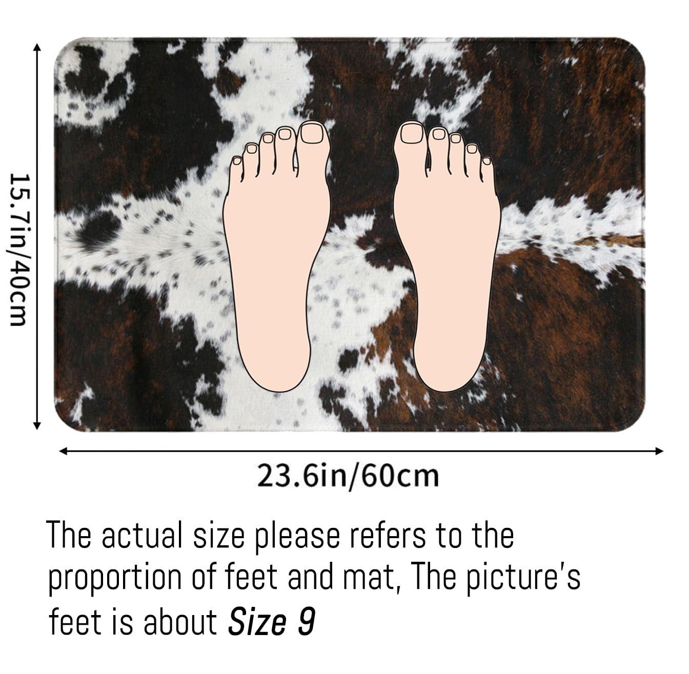 Western Cowhide Cow Print Bath Mats for Bathroom, Soft Absorbent Cow Bath Rug Non-Slip Floor Rug Carpets for Kitchen Bathroom Laundry Bedroom Living Room Decoration