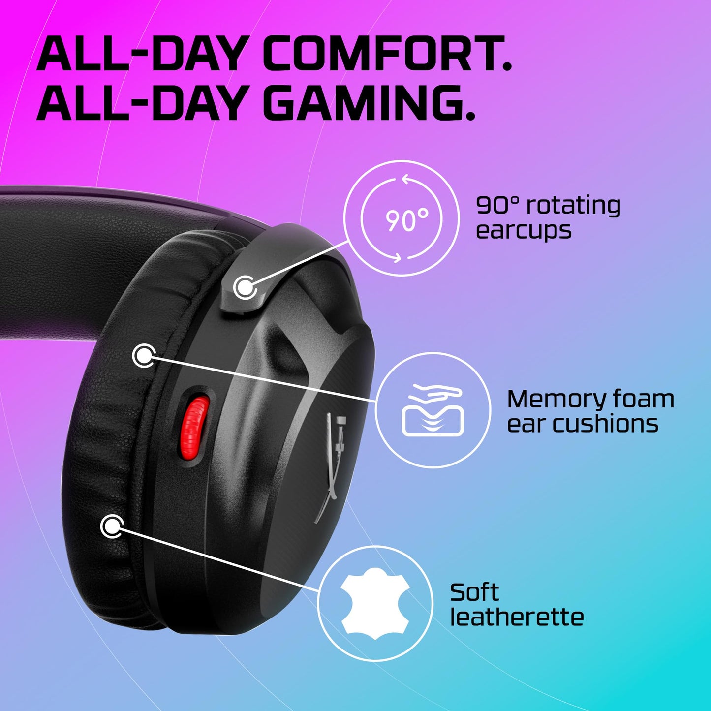 HyperX Cloud Stinger 2 – Gaming Headset, DTS Headphone:X Spatial Audio, Lightweight Over-Ear Headset with mic, Swivel-to-Mute Function, 50mm Drivers, PC Compatible, Black