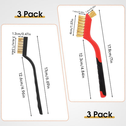 6 Pieces Wire Brushes Set, Small Metal Brass/Stainless Steel/Nylon Brushes for Cleaning Metal Rust and Paint Removal