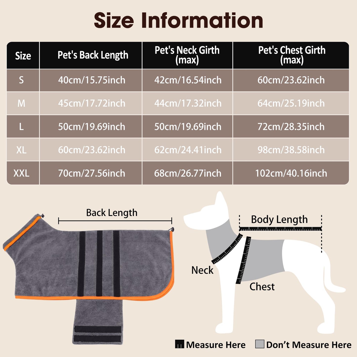 HezzLuv Microfiber Dog Drying Coat – Super Absorbent & Quick-Drying Dog Robe – Adjustable Fit for Medium to Large Dogs – Ideal for Bath, Swim & Wet Walks(Orange, M)