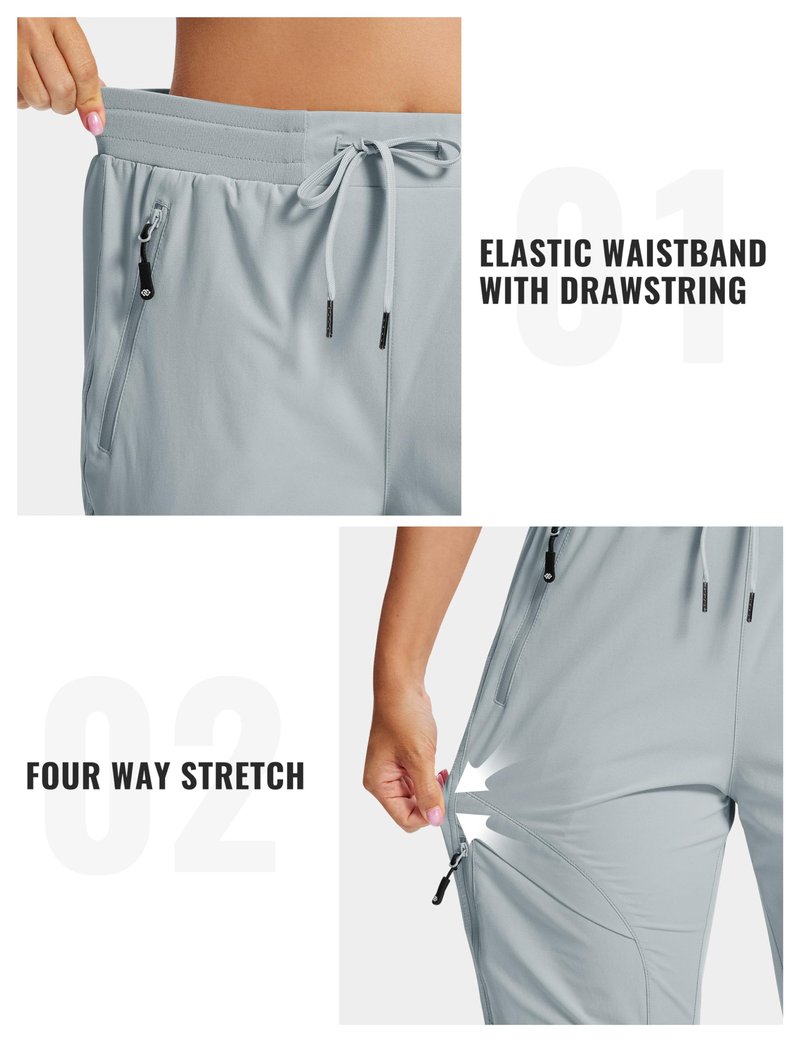 AIRIKE Women's Cargo Pants Lightweight Hiking Joggers Casual Travel Sweatpants Quick Dry Outdoor Pant Gray M