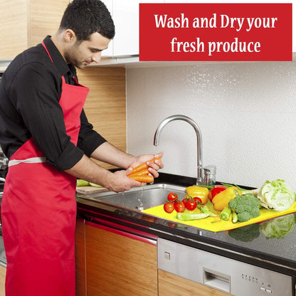 Dualplex® Fruit & Veggie Life Extender Liner for Fridge Refrigerator Drawers, 12 x 15 Inches (6 Pack) – Extends The Life of Your Produce Stays Fresh & Prevents Spoilage, (Yellow)