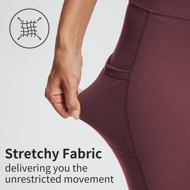 baleaf Biker Shorts Women Yoga Gym Workout Spandex Running Volleyball Tummy Control Compression with Pockets Soft 8" Wine Red S