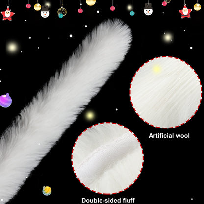 WILLBOND White Faux Fur Trim Ribbon Christmas Trimming Furry Ribbon Fur Garland Trim for Christmas Tree Garlands Party Decors Holiday Santa Costume DIY(1.97 Inch x 29.5 Feet)