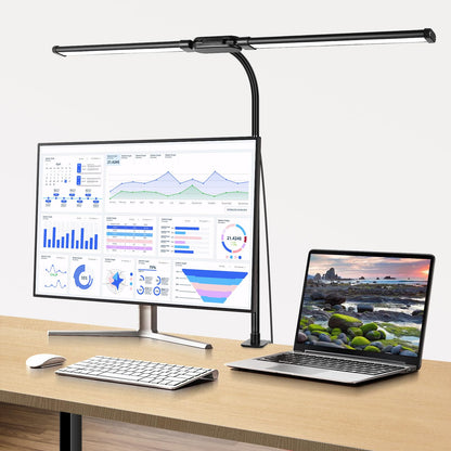 Woputne Desk lamp with Clamp, Super Wide & Bright, 5 Color Modes X 10 Brightness Levels, 960LM(160 Pcs Lamp Beads), 12W Computer Monitor Flexible Table Light, Desk Light for Office,Study, Crafts, Draw