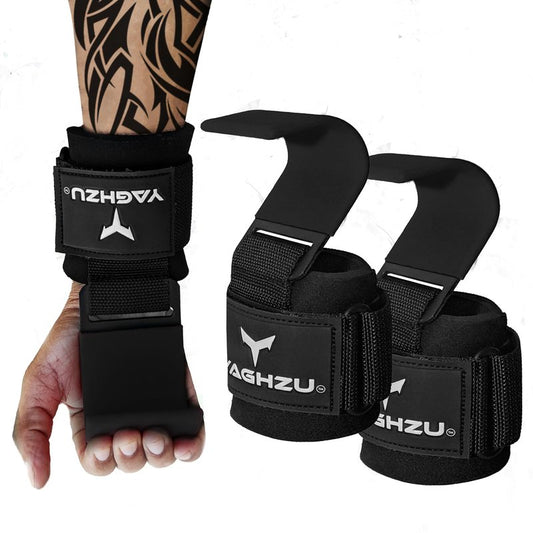 YAGHZU Weight Lifting Hooks, Padded Weight Lifting Straps Wrist Straps for Men and Women, Premium Deadlift Straps for Weightlifting and Powerlifting, Weight Lifting Gloves for Pull Ups