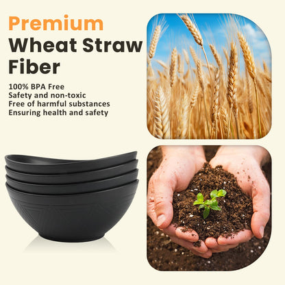 Homienly 9.6 inch Serving Bowls, Large Serving Dishes for Wedding Parties, 60 Oz for Salad, Side Dishes, Pasta, Oval Shape, Microwave & Dishwasher Safe, Set of 4, Black