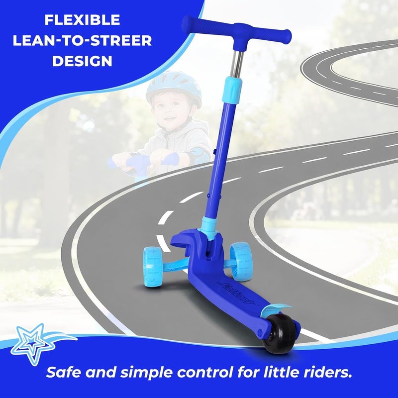 Nattork Kids Scooter for Girls Boys with Light Up Wheels, 3 Adjustable Height Handlebars, Lean-to-Steer Technology, Widen Anti-Slip Deck, 3 Wheel Scooter for kid ages 3-8, Support Riders Up to 110 LBS