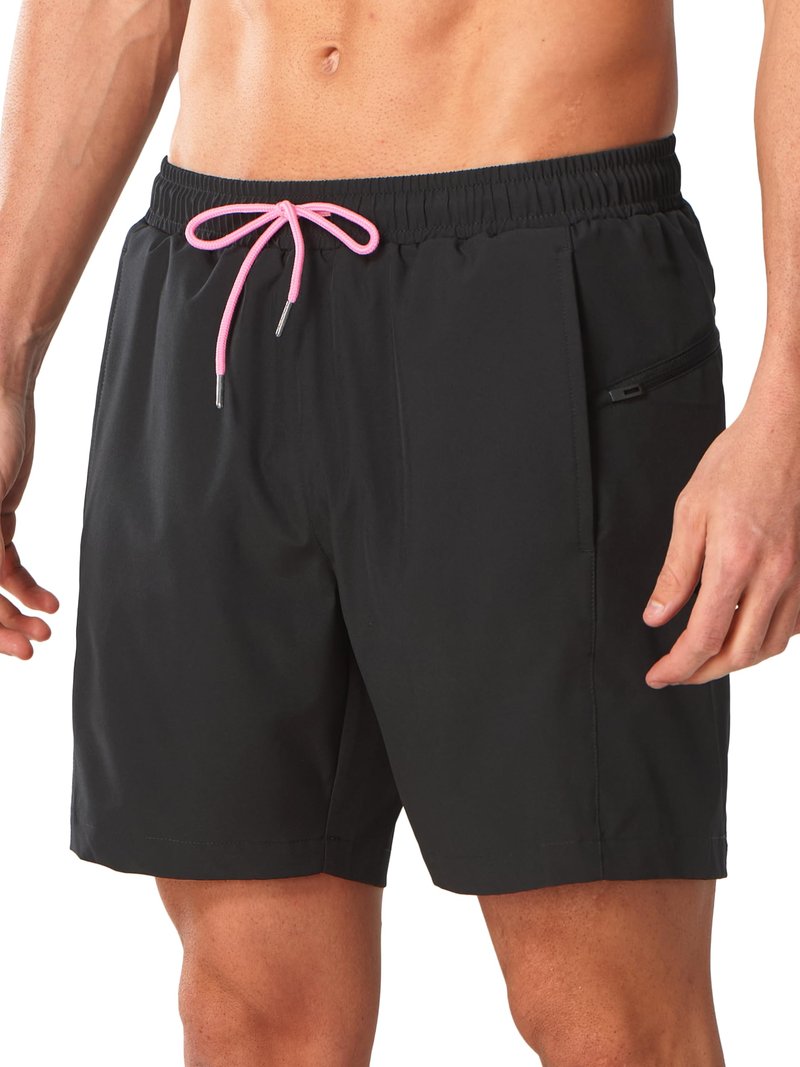 NORTHYARD 2 in 1 Men's Swim Trunks 7" Quick Dry Board Shorts with Compression Liner Swimsuit Bathing Beach Short with Pockets Black L